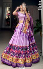 Women's Tussar Silk Patola Print And Foil Worked Lehenga Choli