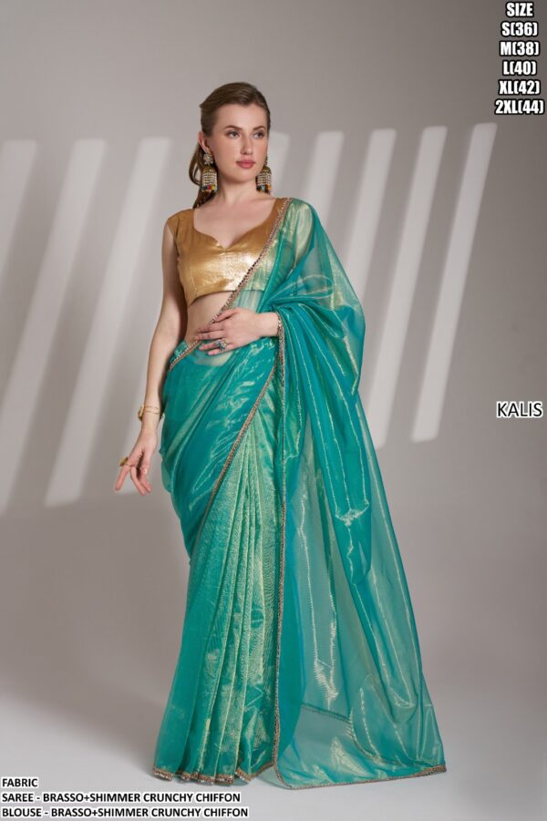Today's New Launching Crunchy Chiffon Partywear Stylish Saree With Blouse