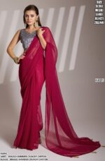 Today's New Launching Crunchy Chiffon Partywear Stylish Saree With Blouse
