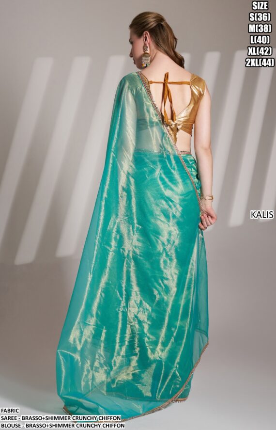 Today's New Launching Crunchy Chiffon Partywear Stylish Saree With Blouse