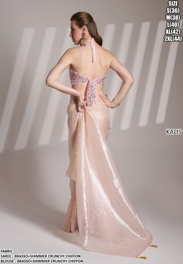 Today's New Launching Crunchy Chiffon Partywear Stylish Saree With Blouse