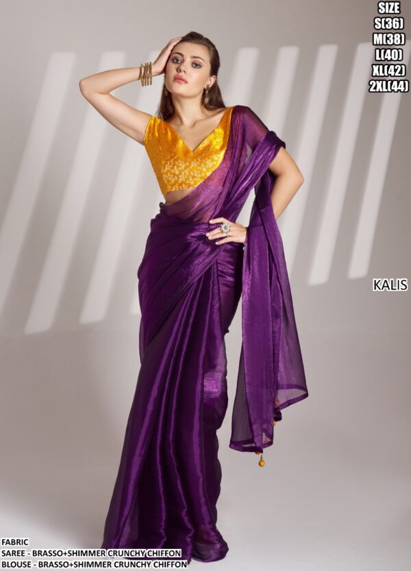 Today's New Launching Crunchy Chiffon Partywear Stylish Saree With Blouse