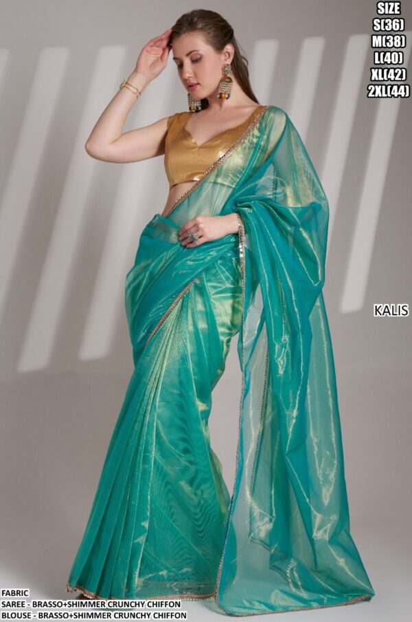 Today's New Launching Crunchy Chiffon Partywear Stylish Saree With Blouse