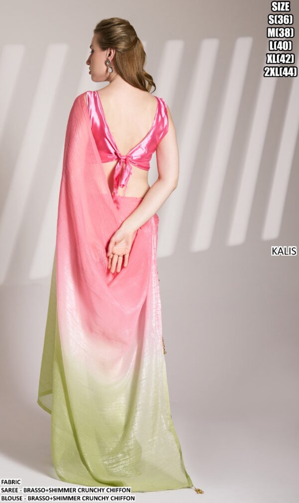 Today's New Launching Crunchy Chiffon Partywear Stylish Saree With Blouse