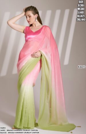 Today's New Launching Crunchy Chiffon Partywear Stylish Saree With Blouse