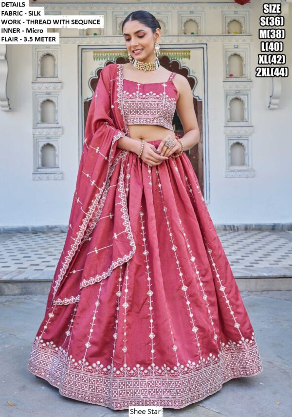 Our New Collection, Thread Embroidered Silk Lehenga Choli For Weddings