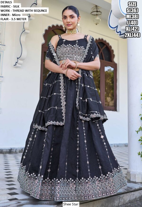 Our New Collection, Thread Embroidered Silk Lehenga Choli For Weddings