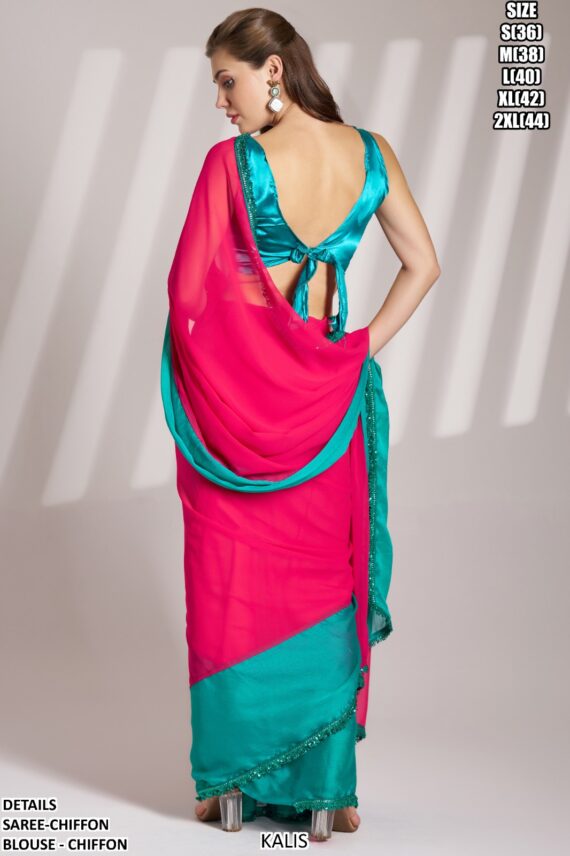 Pure Chiffon Party Wear Designer Un-Stitched Sarees At Unbelievable Prices