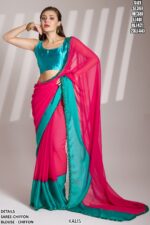 Pure Chiffon Party Wear Designer Un-Stitched Sarees At Unbelievable Prices