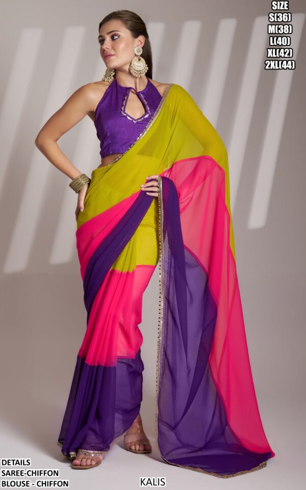 Pure Chiffon Party Wear Designer Un-Stitched Sarees At Unbelievable Prices