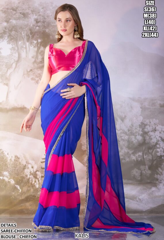 Pure Chiffon Party Wear Designer Un-Stitched Sarees At Unbelievable Prices