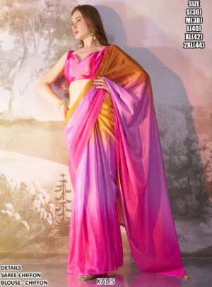 Pure Chiffon Party Wear Designer Un-Stitched Sarees At Unbelievable Prices