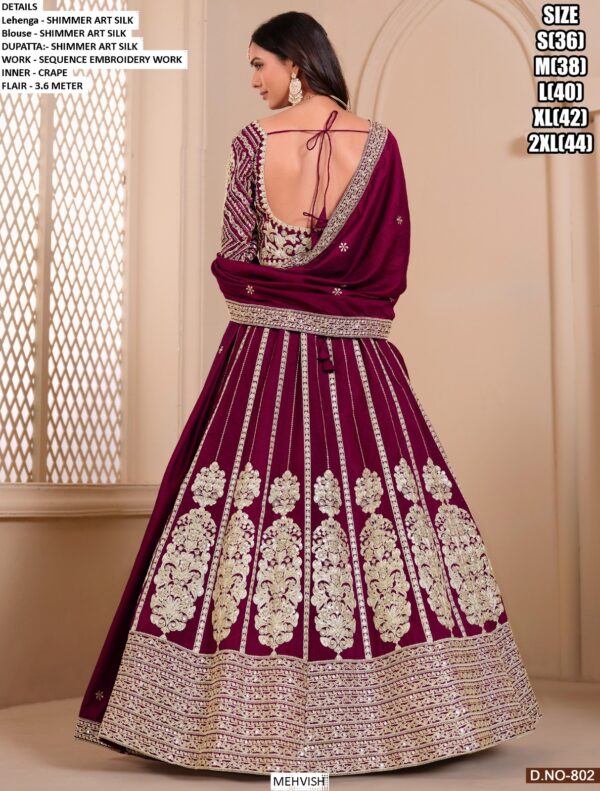 Designer Embroidered Shimmer Art Silk Lehenga Choli For Women's Weddings