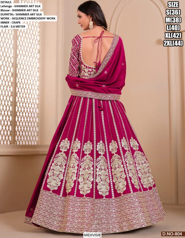 Designer Embroidered Shimmer Art Silk Lehenga Choli For Women's Weddings