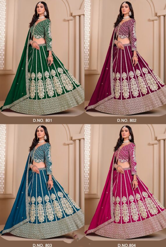 Designer Embroidered Shimmer Art Silk Lehenga Choli For Women's Weddings