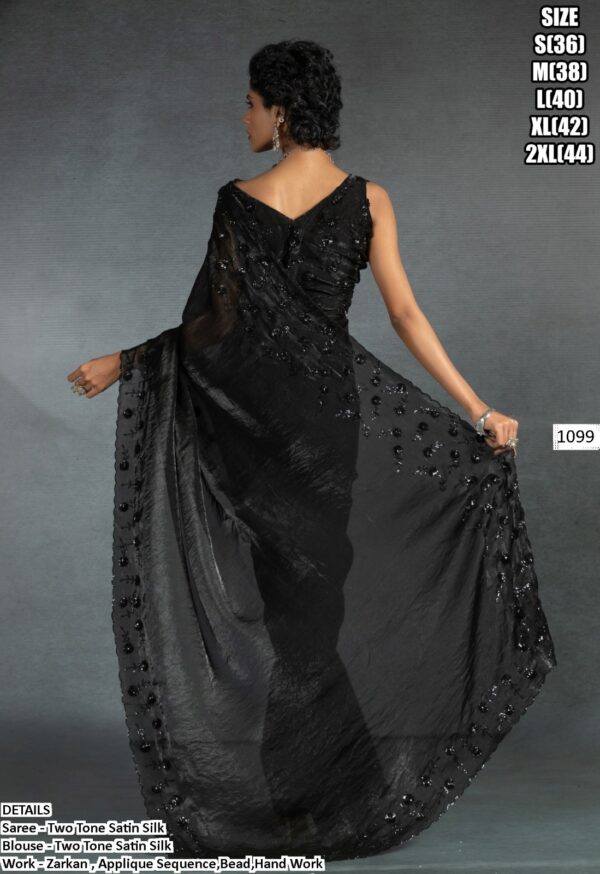 Look Regal And Elegant In This Luxurious Two-Tone Satin Silk Partywear Sarees