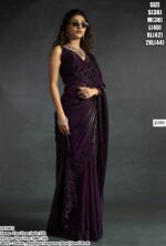 Look Regal And Elegant In This Luxurious Two-Tone Satin Silk Partywear Sarees