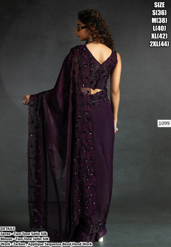 Look Regal And Elegant In This Luxurious Two-Tone Satin Silk Partywear Sarees