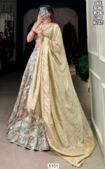 Sea Green Tussar Silk Digital Printed Readymade Lehenga Choli Set