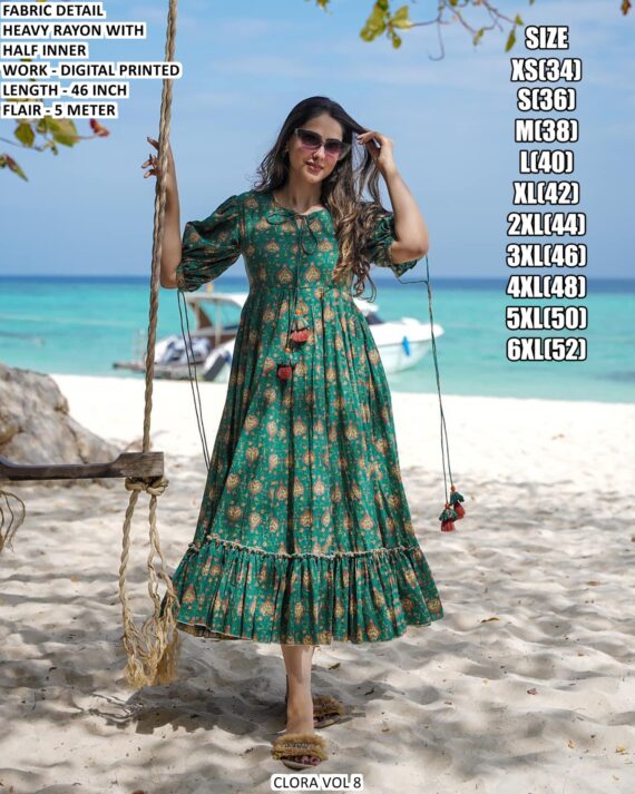 Best Beach And Partywear Rayon Midi One Piece Dress Collection 2025