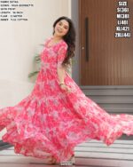 Presenting New Partywear Anarkali Faux Georgette Ruffle Flared Gowns