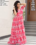 Presenting New Partywear Anarkali Faux Georgette Ruffle Flared Gowns