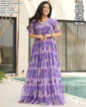 Presenting New Partywear Anarkali Faux Georgette Ruffle Flared Gowns