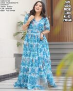 Presenting New Partywear Anarkali Faux Georgette Ruffle Flared Gowns