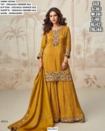 Organza Shimmer Silk Designer Three Piece Plazo Suits Perfect For A Graceful And Stylish Look
