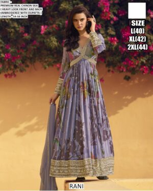 Presenting Our Trendy Gown And Dupatta In Beautiful Prints And Embroidered