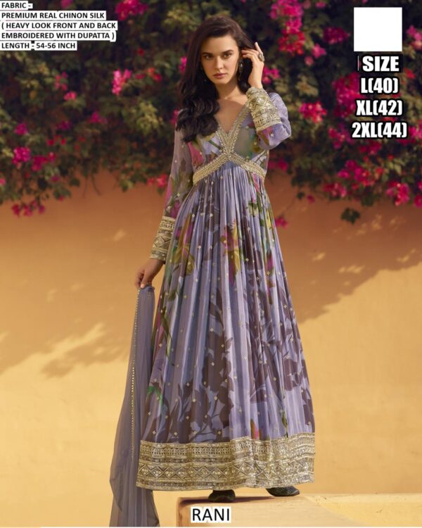 Presenting Our Trendy Gown And Dupatta In Beautiful Prints And Embroidered