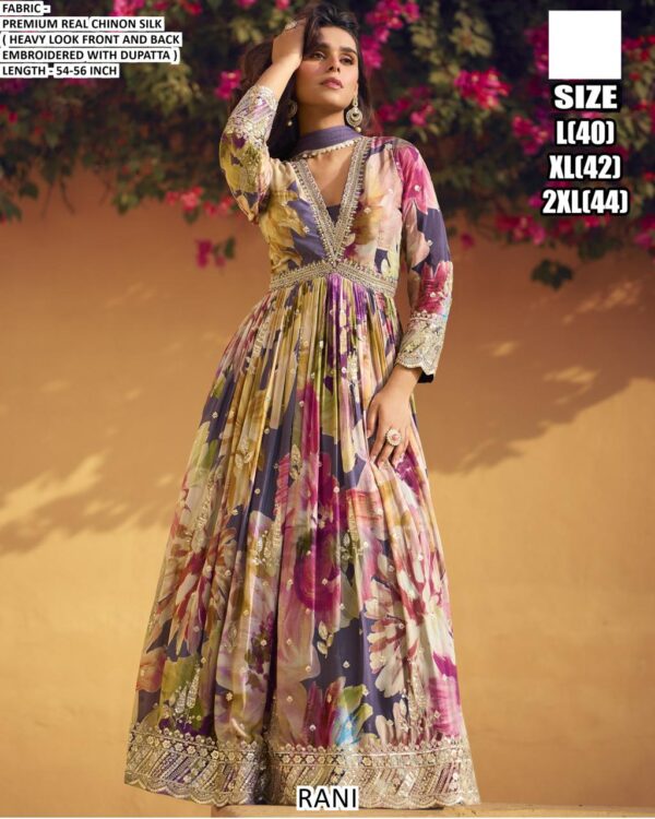 Presenting Our Trendy Gown And Dupatta In Beautiful Prints And Embroidered
