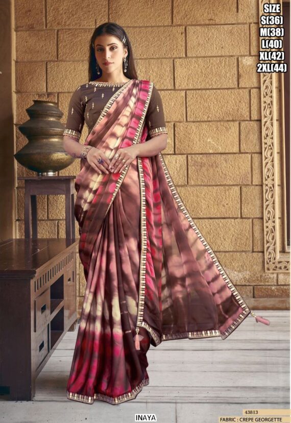 Ethnicrang Presenting Tie Dye Printed Designer Satin Silk Sarees