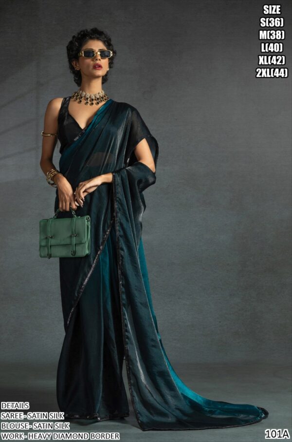 Buy Our Bridesmaid Wear Satin Silk Un-Stitched Sarees (Six Colour Option)