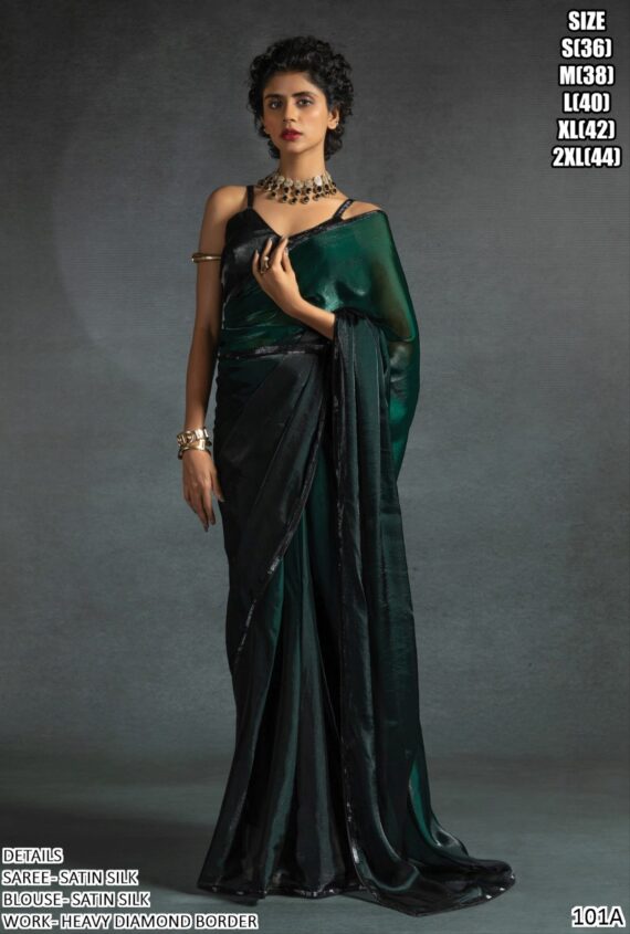 Buy Our Bridesmaid Wear Satin Silk Un-Stitched Sarees (Six Colour Option)