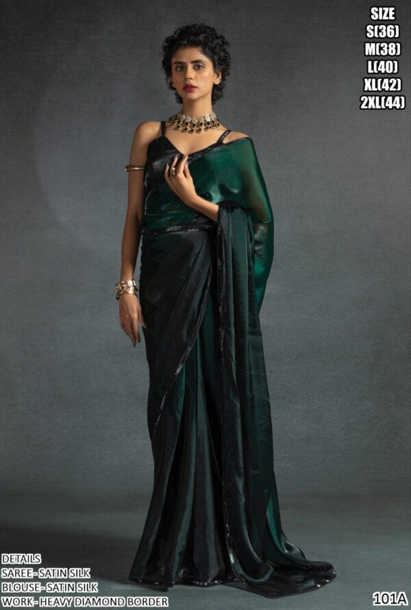 Buy Our Bridesmaid Wear Satin Silk Un-Stitched Sarees (Six Colour Option)