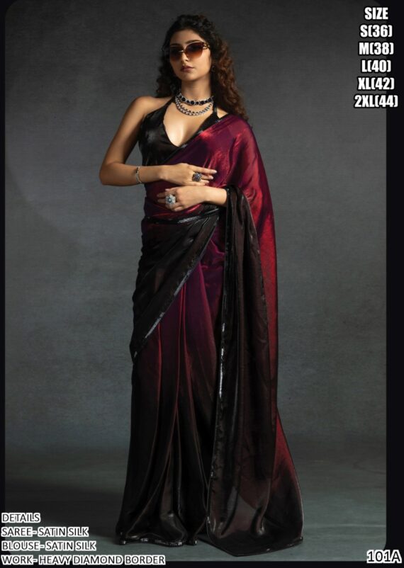 Buy Our Bridesmaid Wear Satin Silk Un-Stitched Sarees (Six Colour Option)