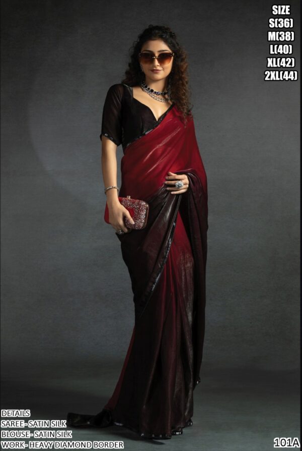 Buy Our Bridesmaid Wear Satin Silk Un-Stitched Sarees (Six Colour Option)