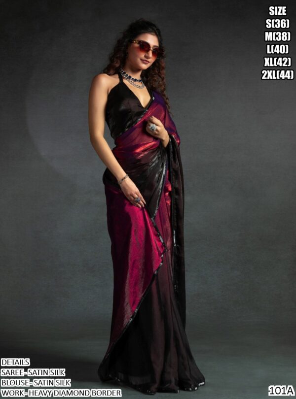 Buy Our Bridesmaid Wear Satin Silk Un-Stitched Sarees (Six Colour Option)