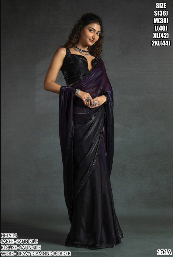 Buy Our Bridesmaid Wear Satin Silk Un-Stitched Sarees (Six Colour Option)