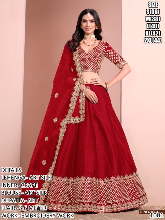 Get Captivated By This Beautiful Wedding Style Art Silk Lehenga Choli Sets