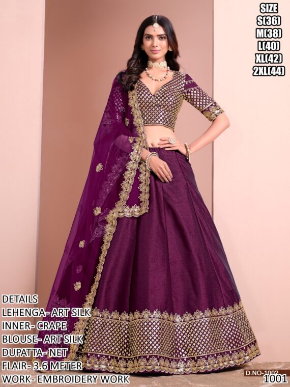 Get Captivated By This Beautiful Wedding Style Art Silk Lehenga Choli Sets