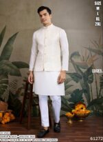 Our Viscose Silk Shimmering Sequins And Weaving Work Kurta-Koti Set For Men