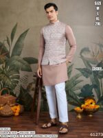 Our Viscose Silk Shimmering Sequins And Weaving Work Kurta-Koti Set For Men