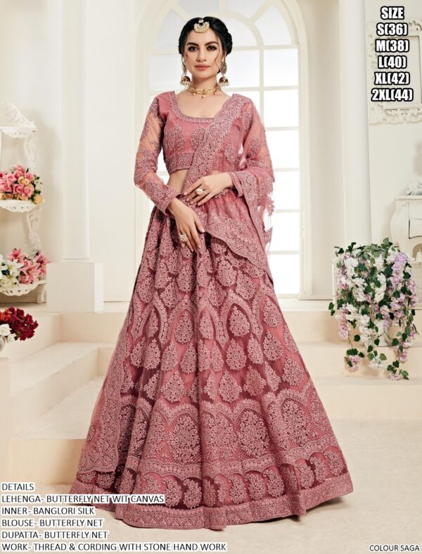 Heavy Butterfly Net Beautiful Embroidery Work Bridal Lehenga Choli