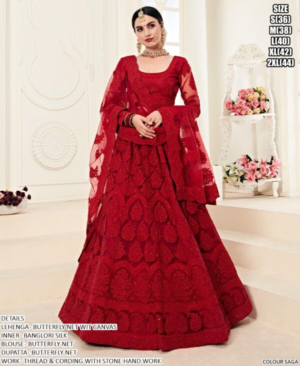 Heavy Butterfly Net Beautiful Embroidery Work Bridal Lehenga Choli