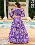 Floral Printed Georgette Chex Ready To Wear Crop Top And Lehengas For Women