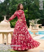 Floral Printed Georgette Chex Ready To Wear Crop Top And Lehengas For Women