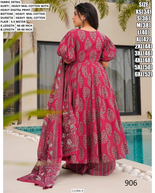 Heavy Digital Printed Mal Cotton Festive Wear Anarkali Kurti Set With Dupatta, Book Online!