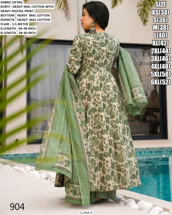 Heavy Digital Printed Mal Cotton Festive Wear Anarkali Kurti Set With Dupatta, Book Online!